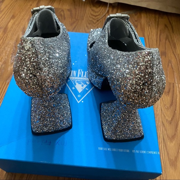 John Fluevog lady keir glitter platforms size 8 like new - Picture 3 of 7